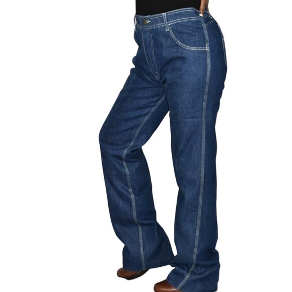 Vintage Graffiti Jeans Blue High Waist Straight Embroidery Pockets 80s Size 34 - Picture 5 of 16